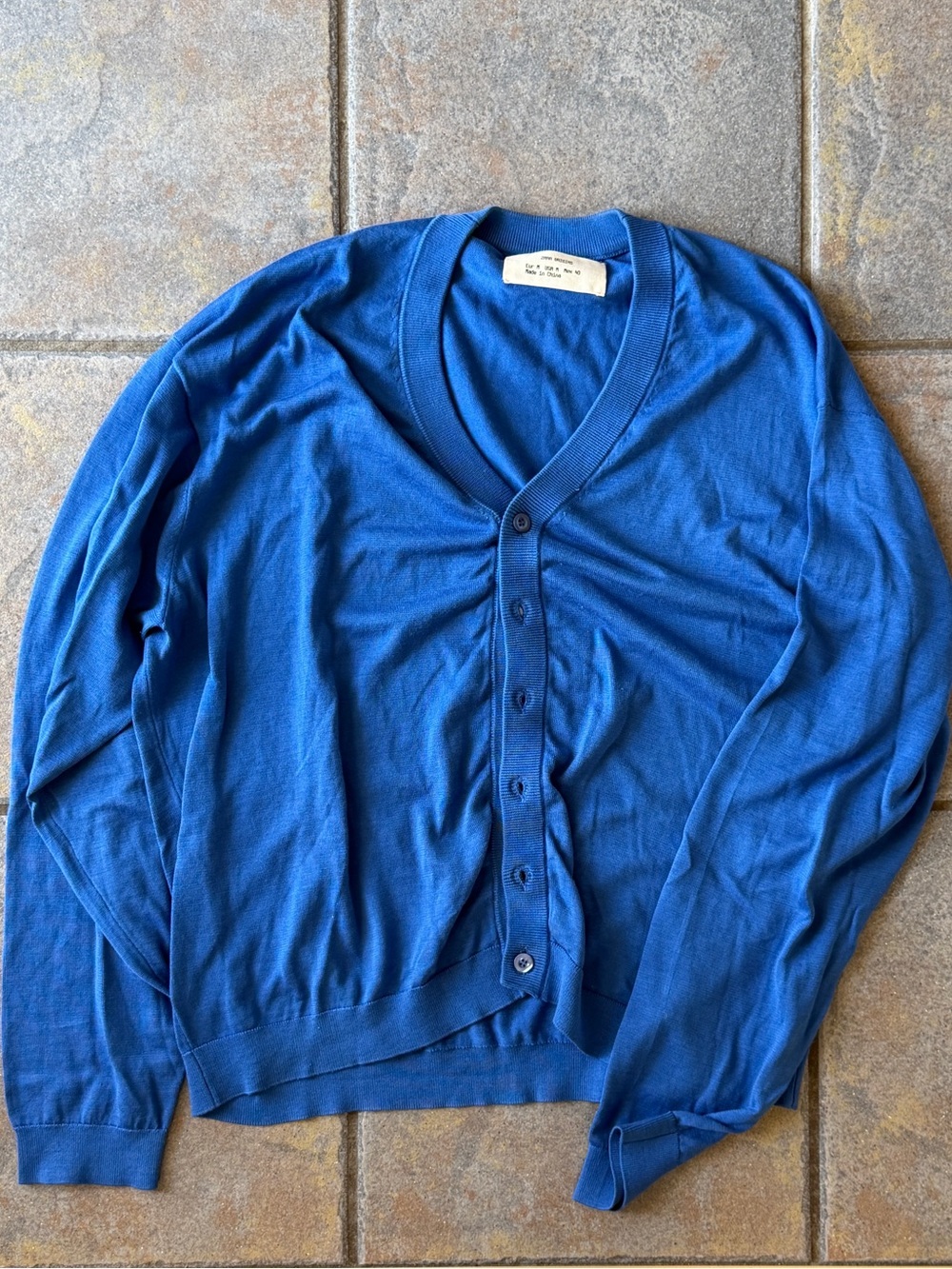 ZARA Origins Vibrant Blue Cropped Silk V-Neck Cardigan